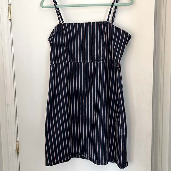 NWOT Altar’d State Blue Denim with red and white stripe mini dress - Picture 2 of 7